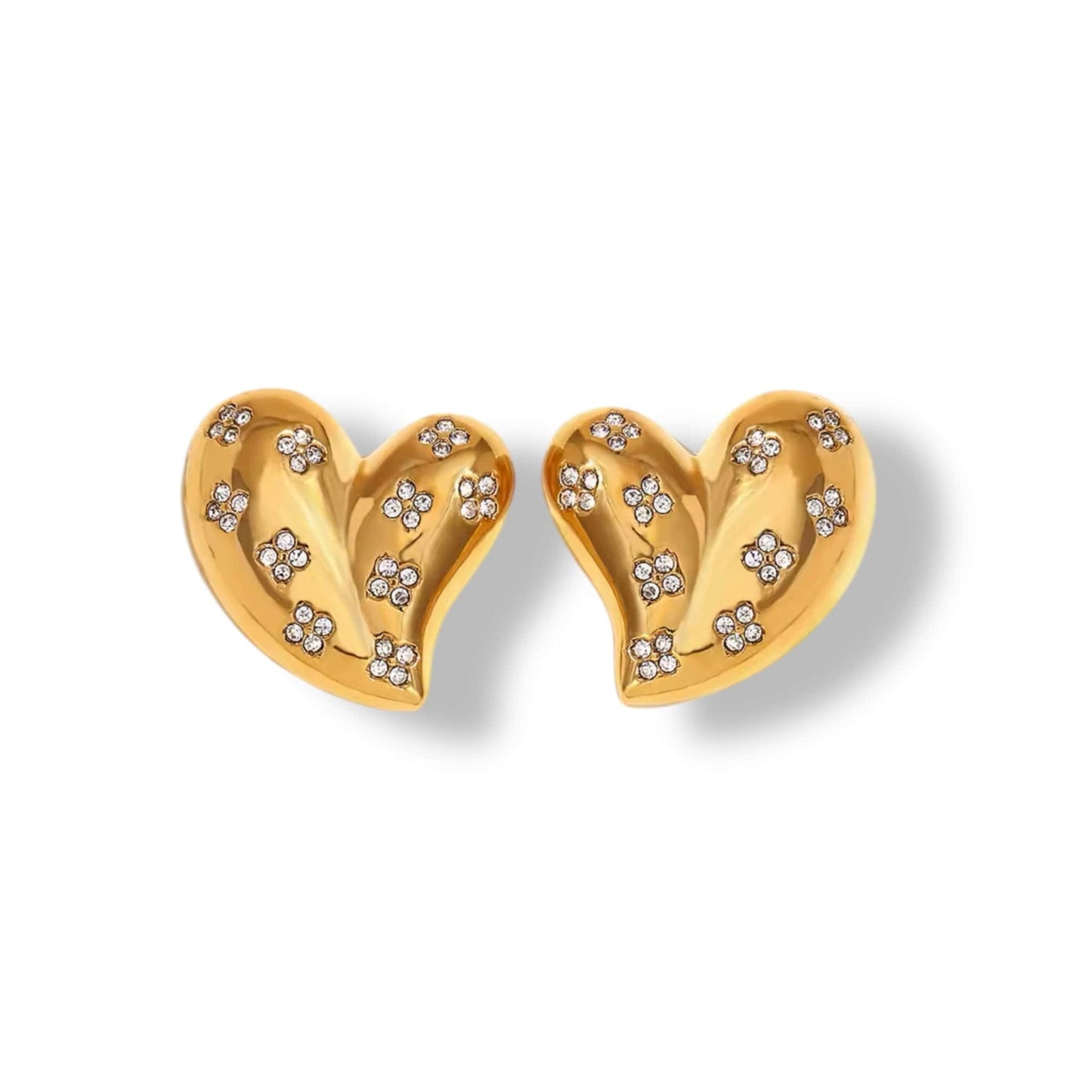 Love Heart Gold Earrings