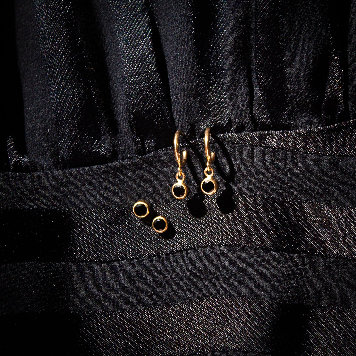 Black Onyx Hoop Earrings