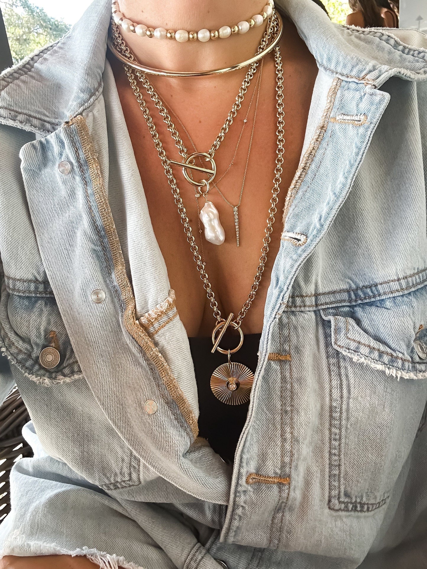 Micro Royal Toggle & Xl Baroque Pearl Pendant Necklace