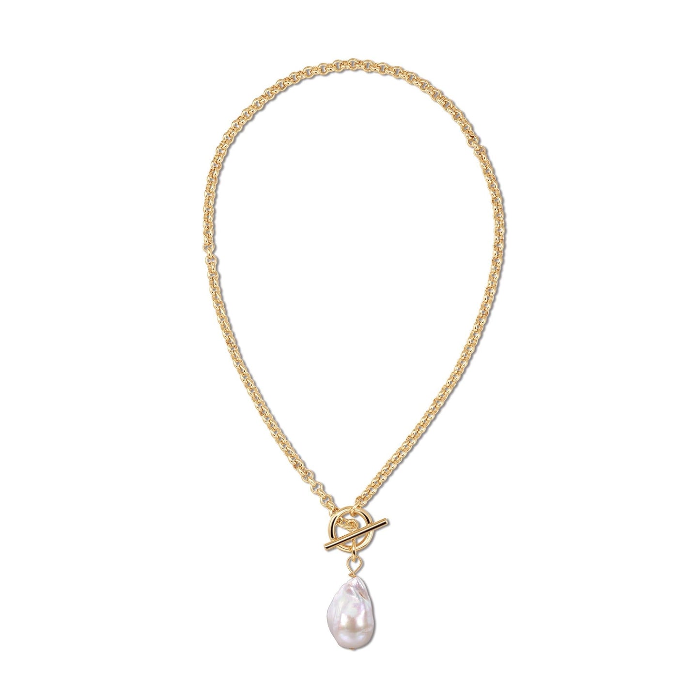 Micro Royal Toggle & Xl Baroque Pearl Pendant Necklace