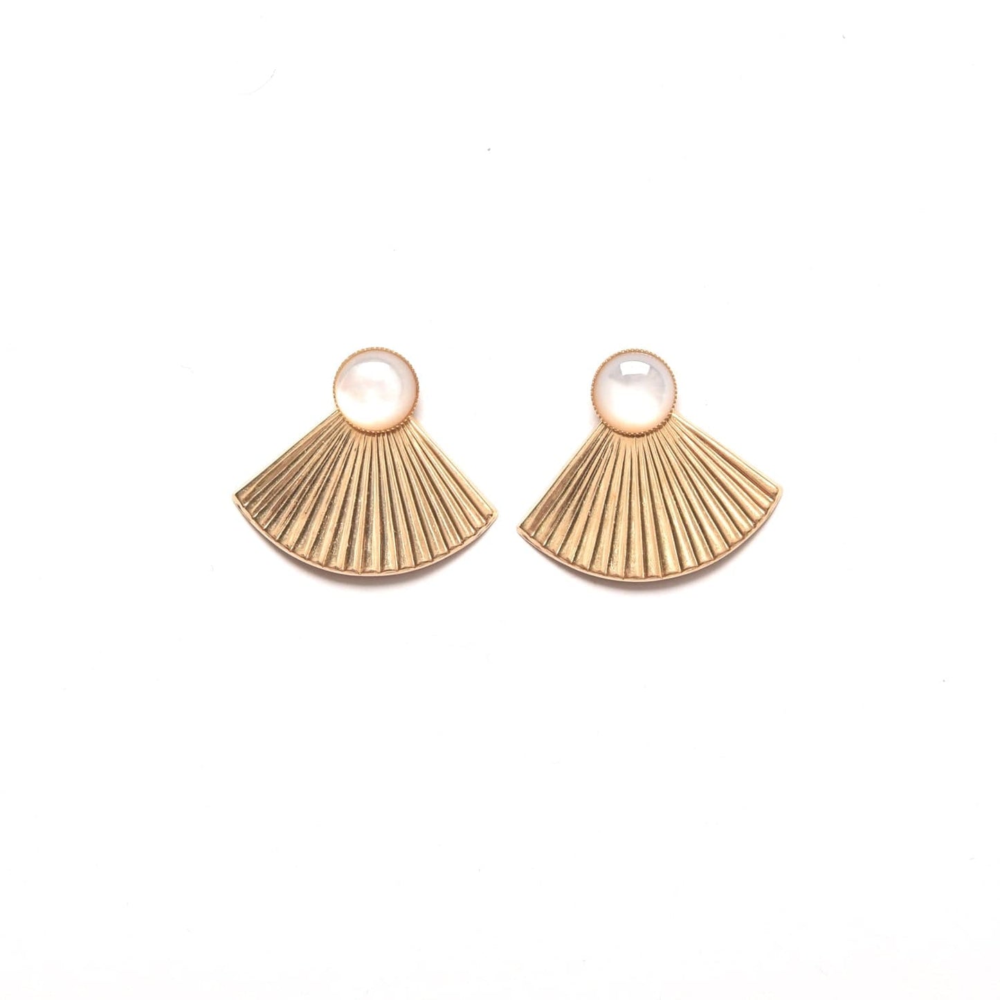 Pleat Jacket Earrings with Mother of Pearl Studs