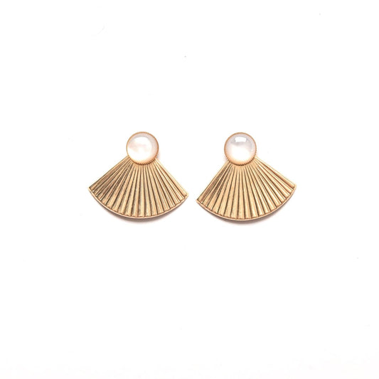 Pleat Jacket Earrings with Mother of Pearl Studs