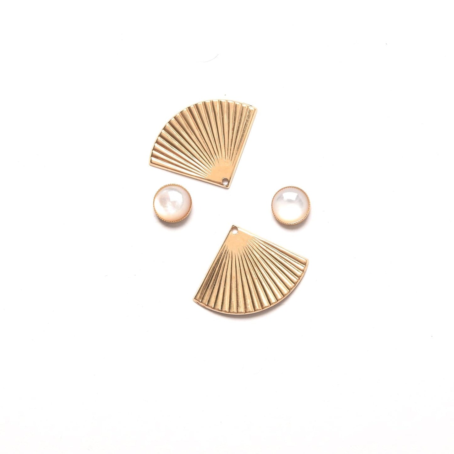 Pleat Jacket Earrings with Mother of Pearl Studs