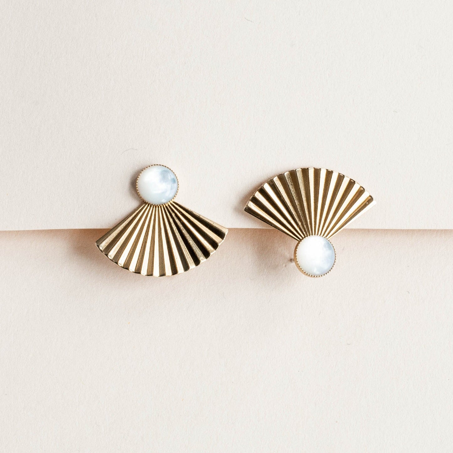 Pleat Jacket Earrings with Mother of Pearl Studs