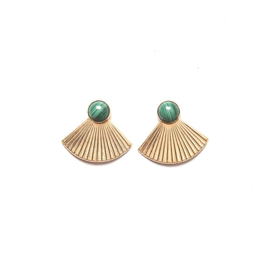 Pleat Jacket Earrings with Malachite
