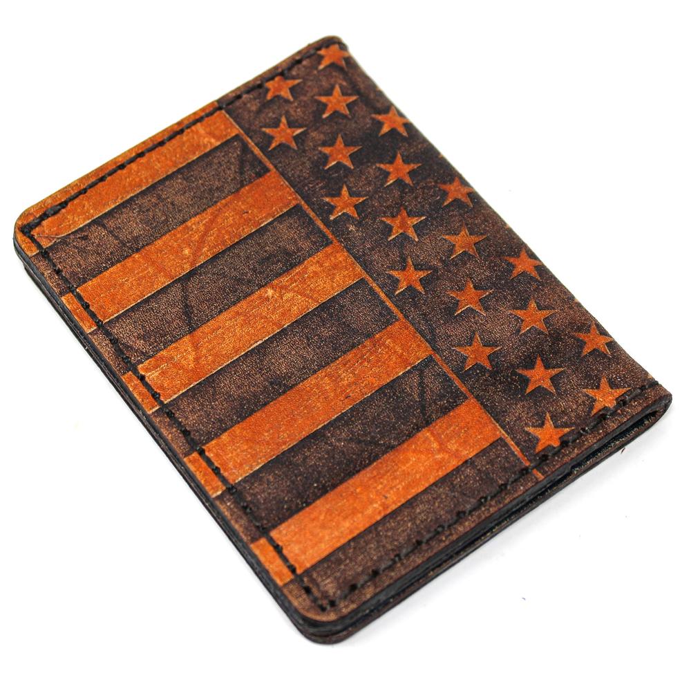Handcrafted Leather Original Mens Wallet - Stars and Stripes