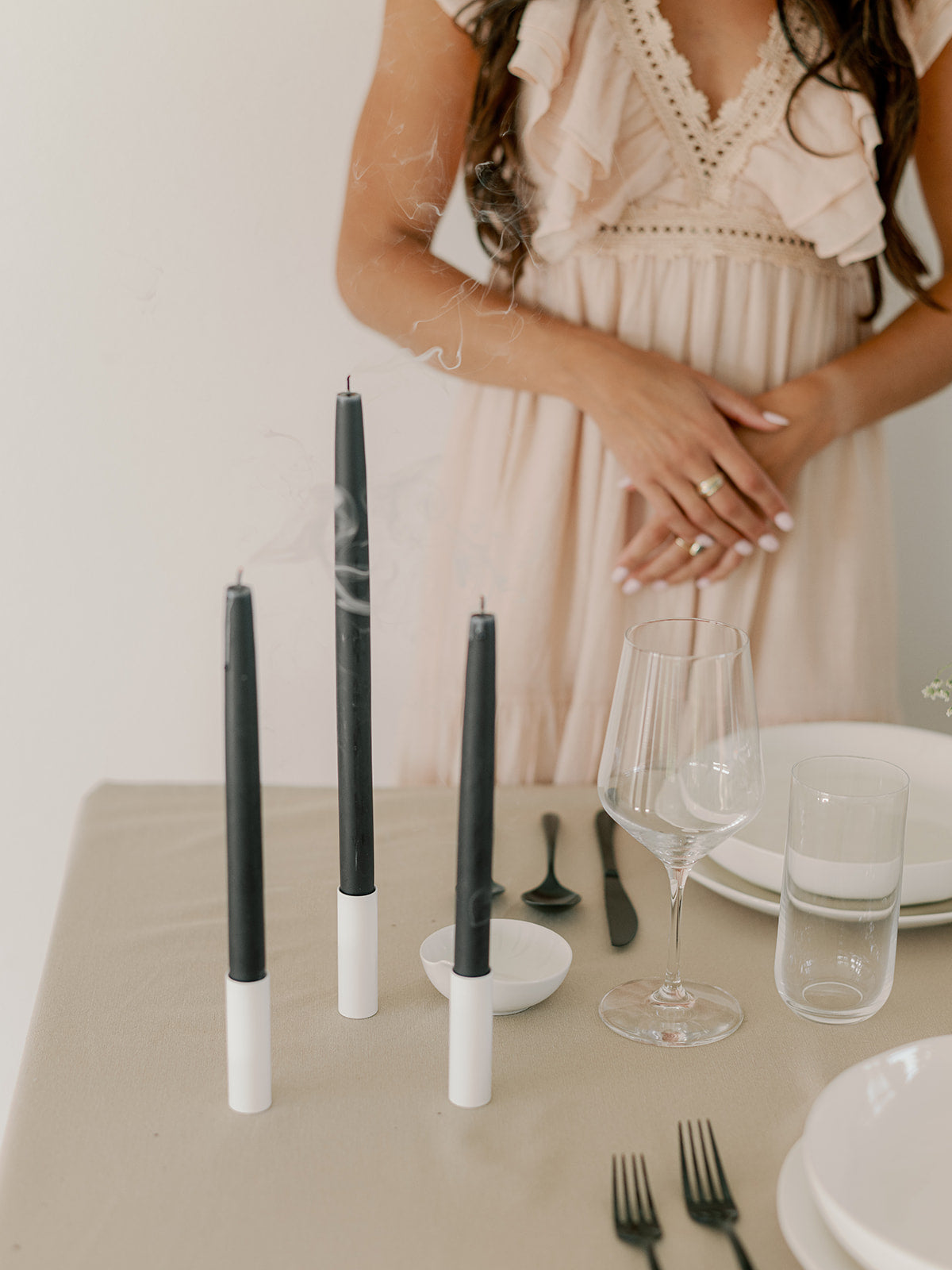 Charcoal | Dipped Beeswax Taper Candles