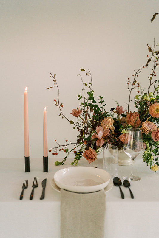 Pink Rose | Dipped Beeswax Taper Candles