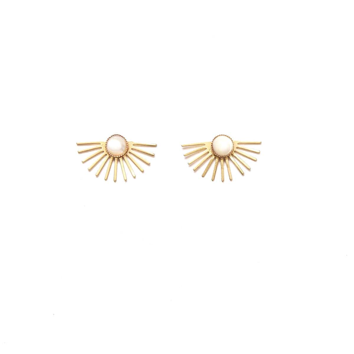 Beam Stud Earrings in Mother of Pearl