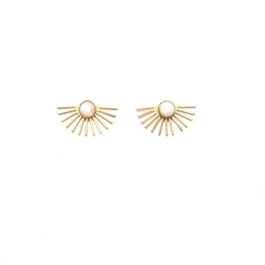 Beam Stud Earrings in Mother of Pearl