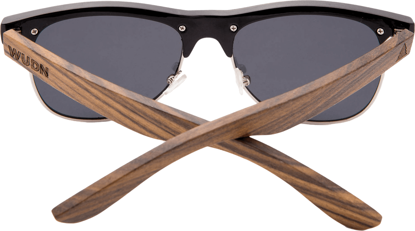 Real Ebony Browline Style RetroShade Sunglasses by WUDN
