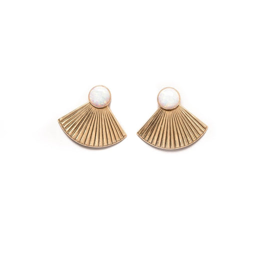 Pleat Jacket Earrings with Opal Studs