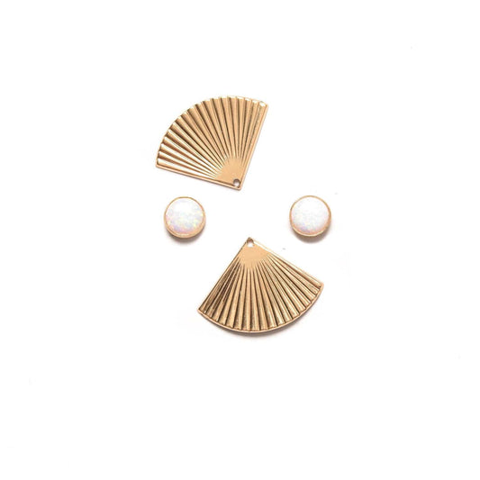 Pleat Jacket Earrings with Opal Studs