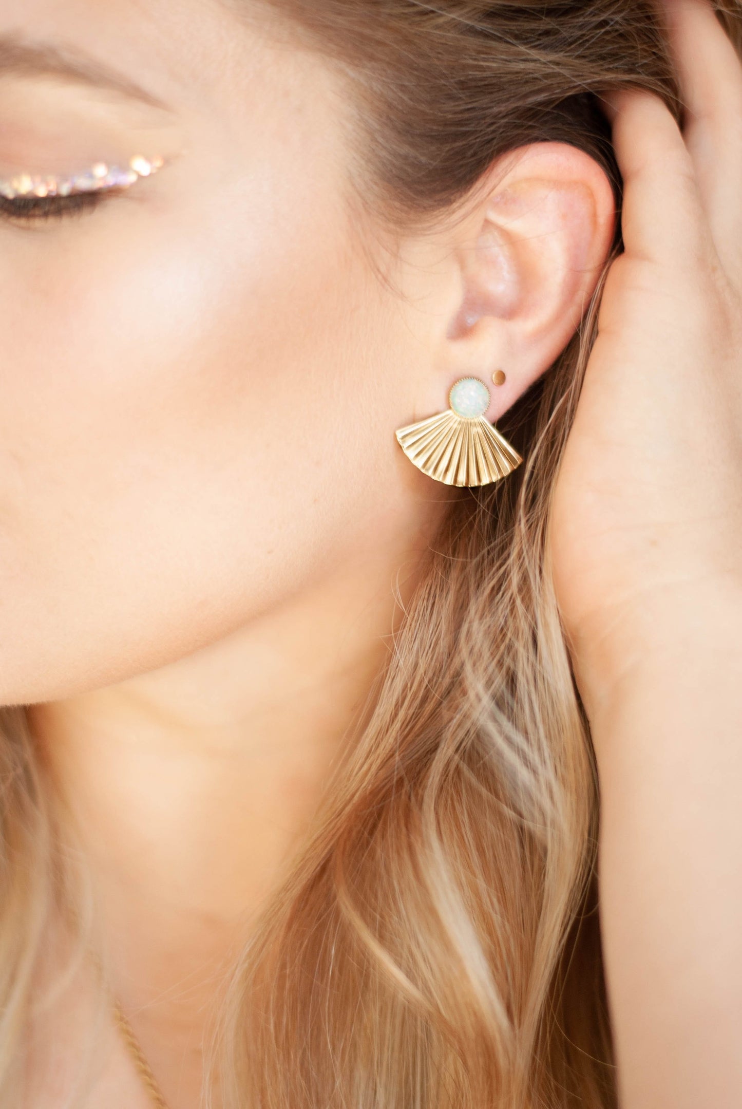 Pleat Jacket Earrings with Malachite