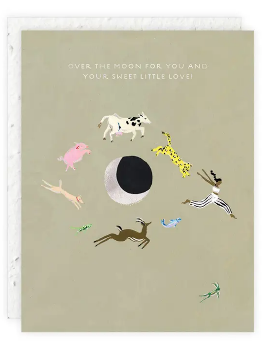 Over the Moon - Seeded Baby Congratulations Card