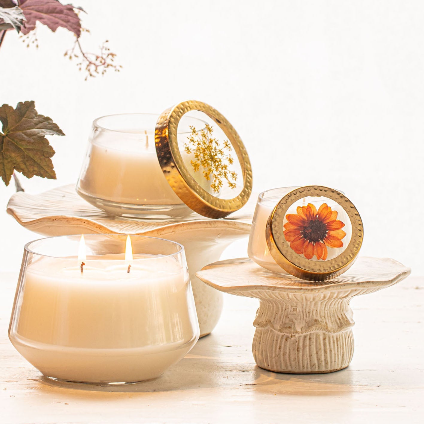 Signature Pressed Floral Candle - Harvest Pumpkin