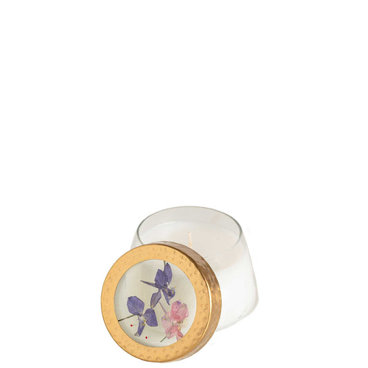 Petite Pressed Floral Candle - Roman Lavender