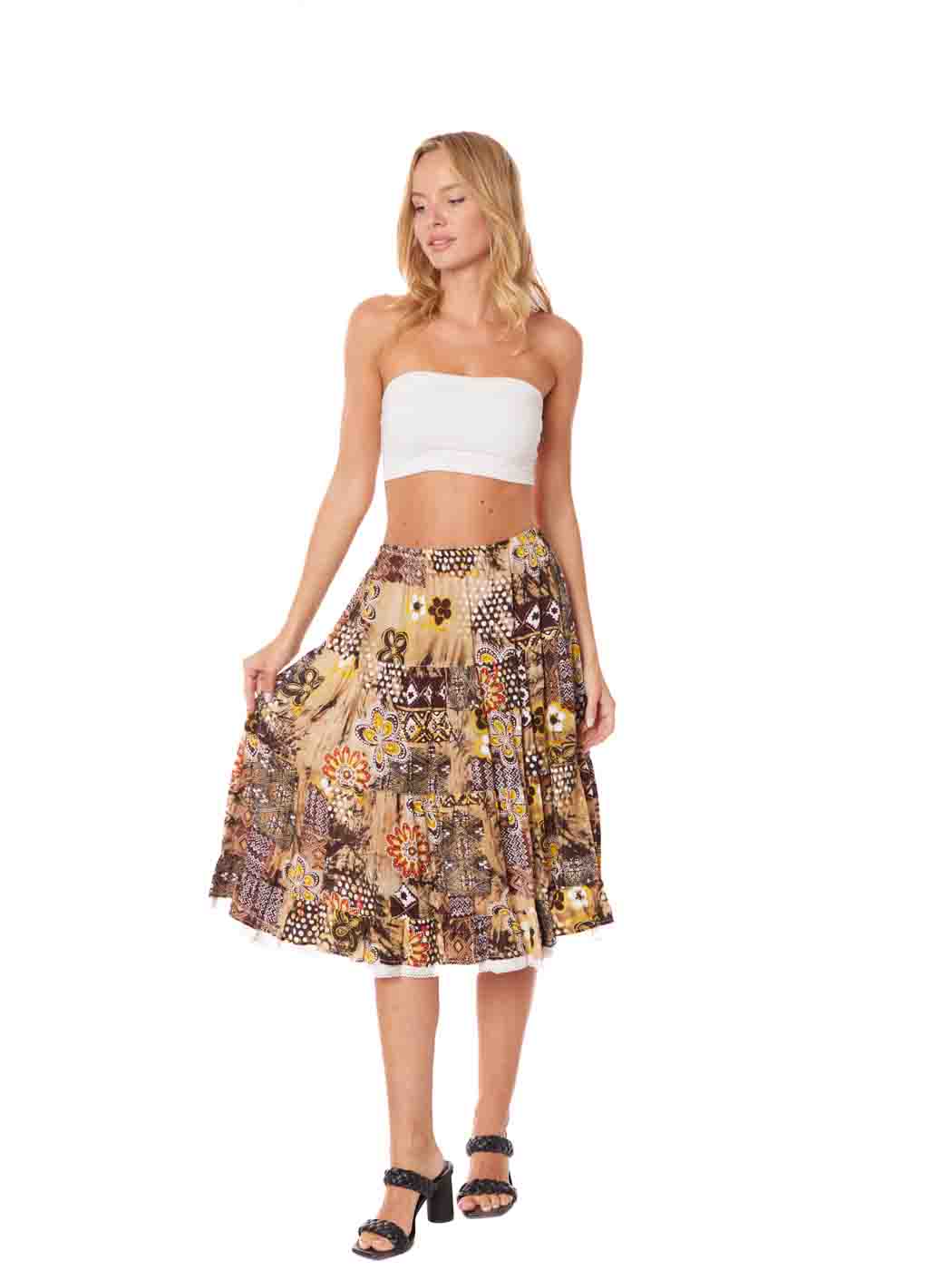 Tianello print "Evinchi" Georgette  "Prairie" Skirt
