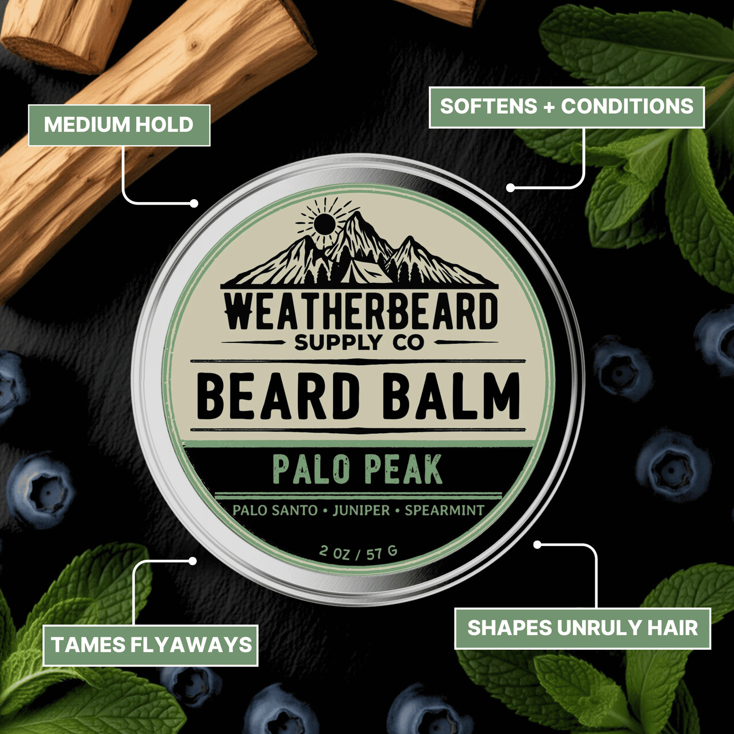 Palo Peak Beard Balm - Palo Santo, Juniper, Spearmint