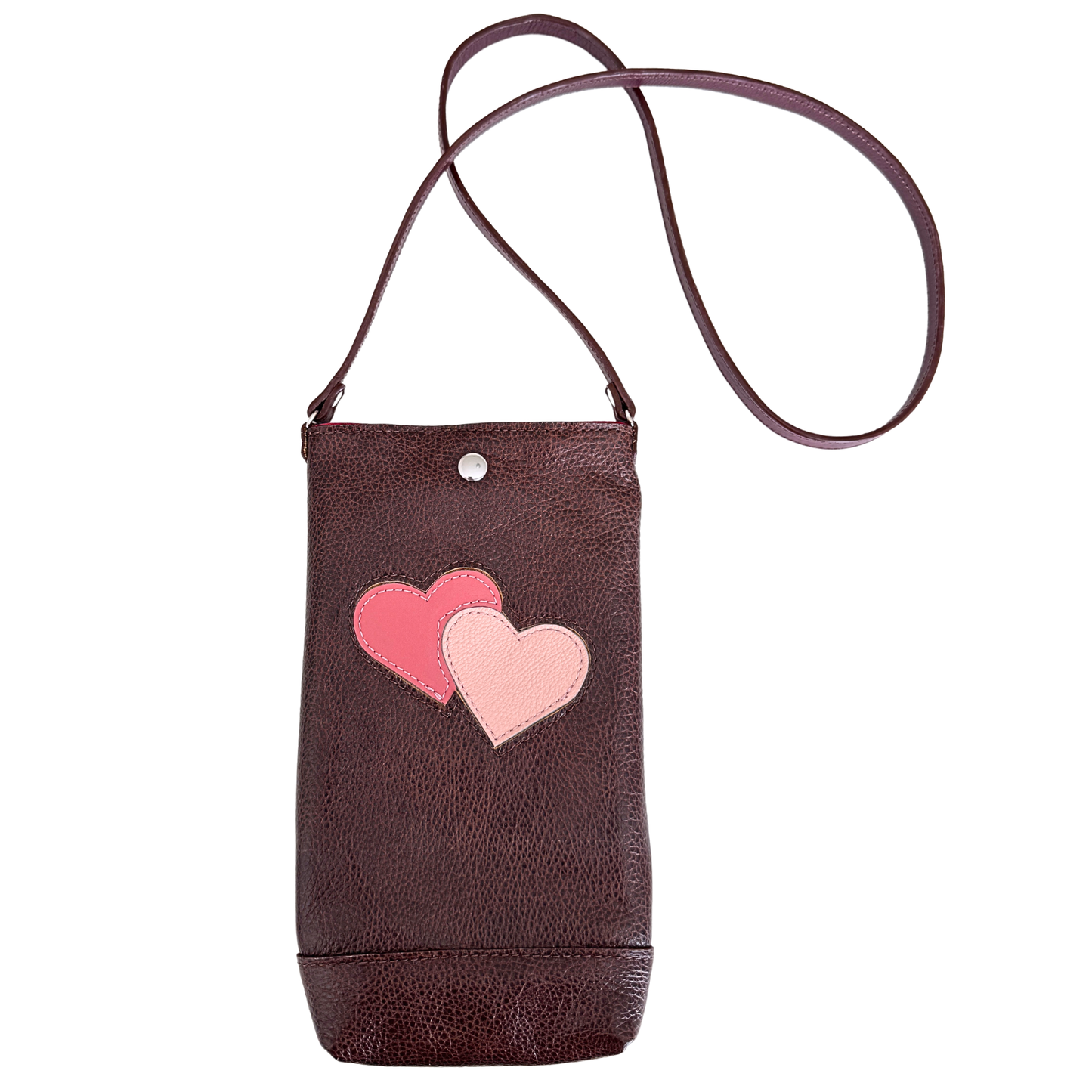Phone Pouch in Hearts, Dark Roast, Mulberry (RTS)