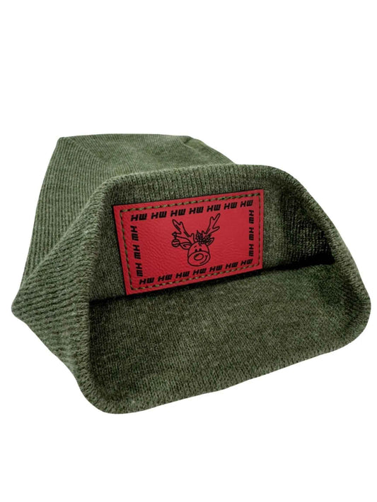 Haakwear H Stitch Beanie, Reindeer Christmas Green Beanie