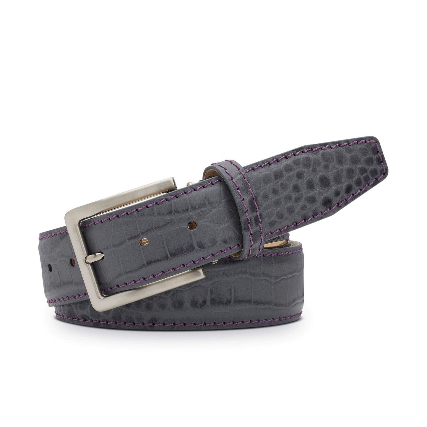 Gray Mock Gator Leather Belt