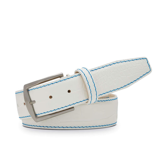 White Mock Croc Leather Belt