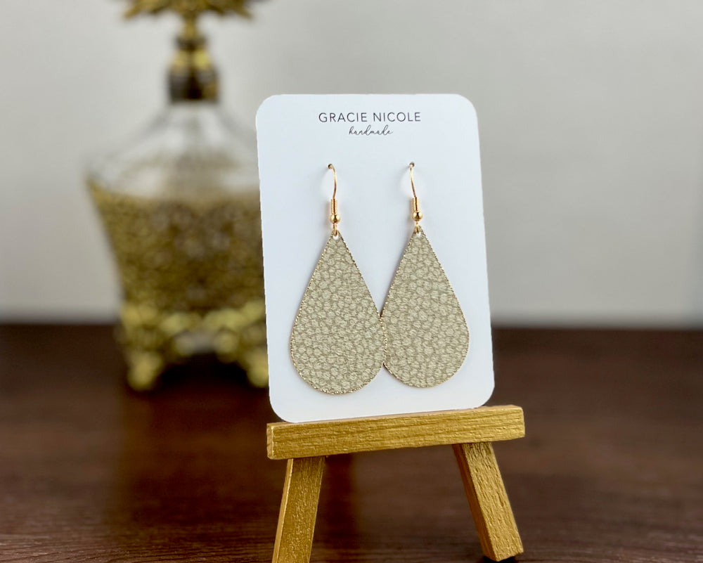 Elegant Dappled Sage Green Teardrop Earrings