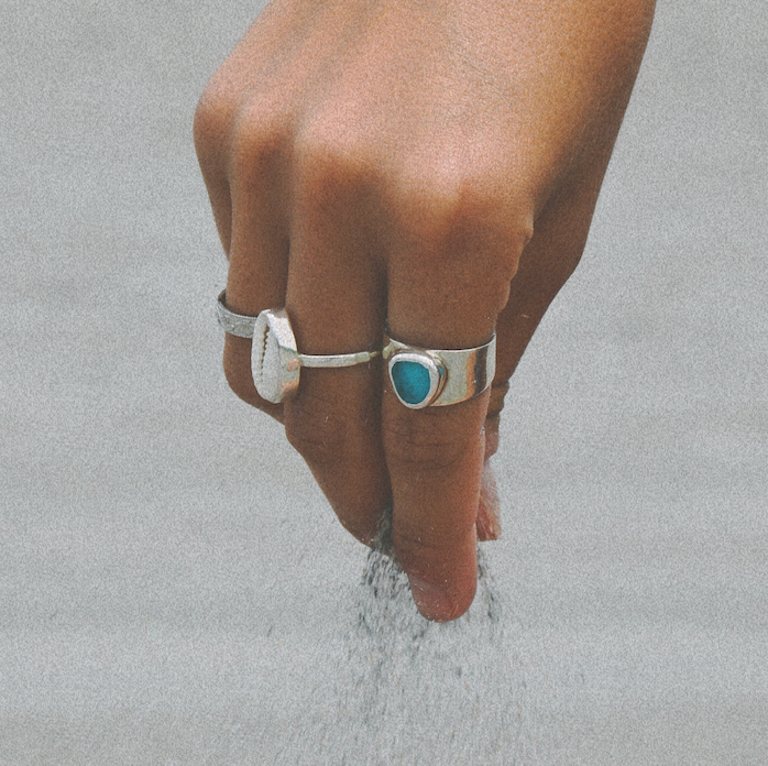 Blue Bold Sea Glass Band (Handmade)
