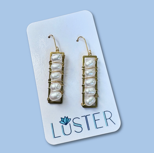 Handwrapped Pearl Drop Earrings