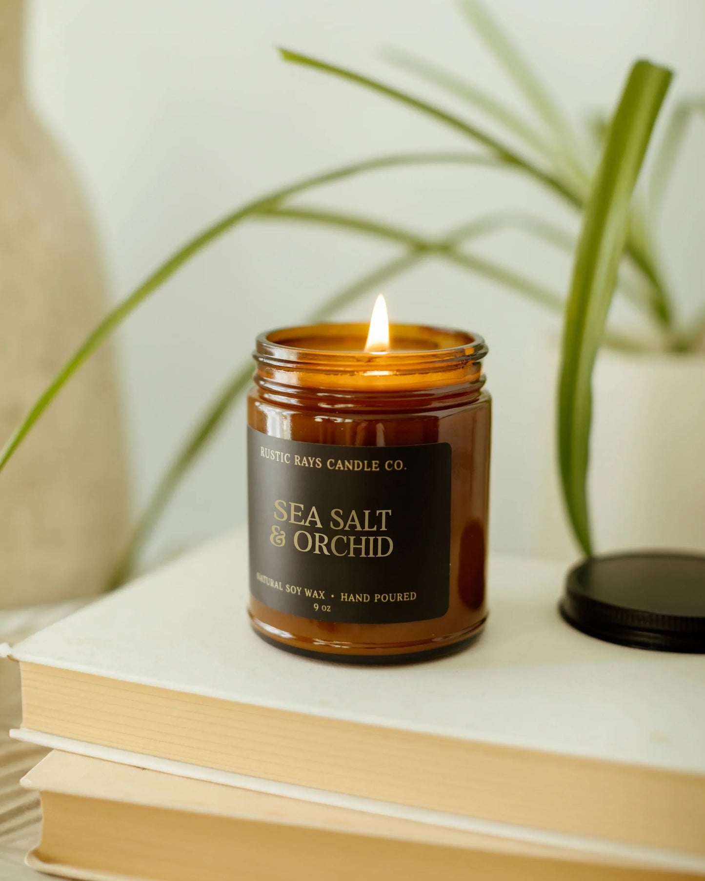 Sea Salt & Orchid Candle | 9 oz Amber Jar