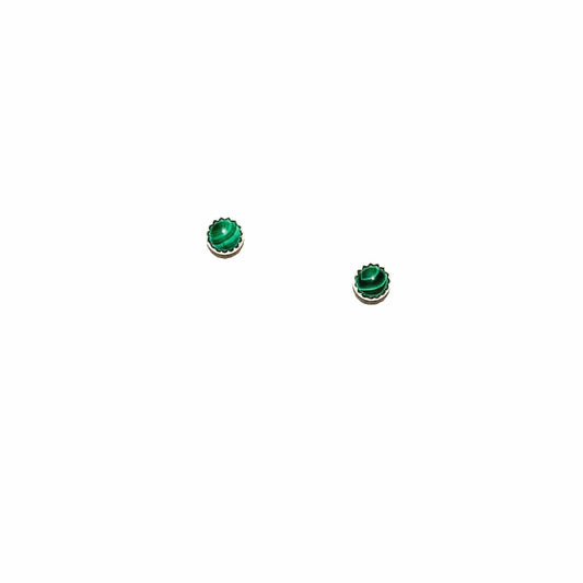Silver Malachite Stud Earrings