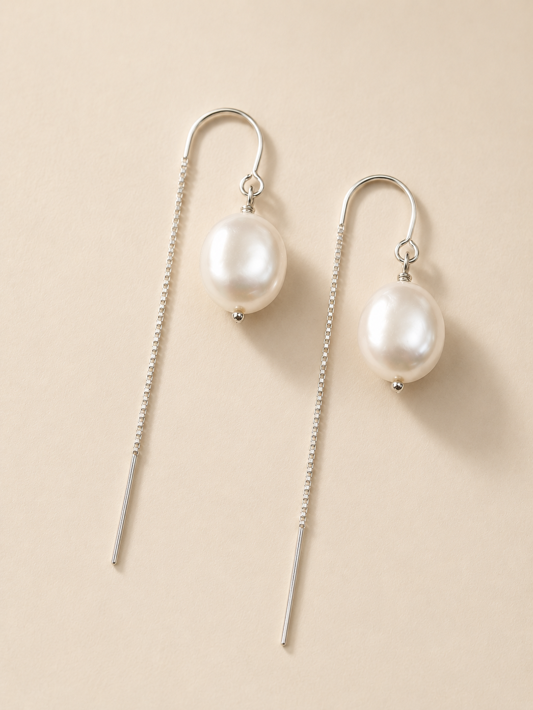 The Smooth Baroque Pearl Threader Earrings