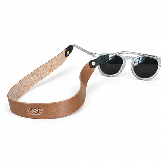 Monogrammed Leather Sunglass Strap (Waxed Classic Style)