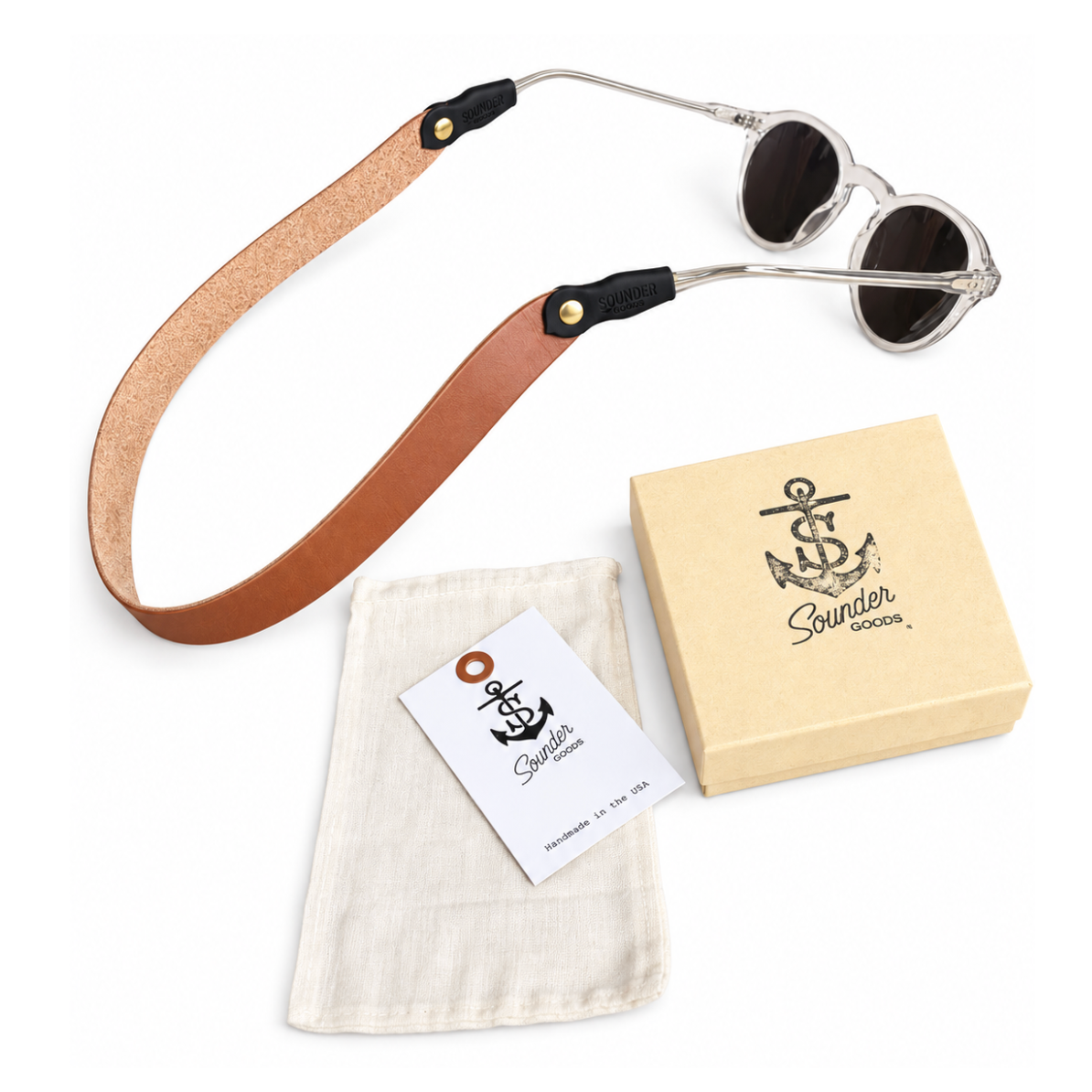 Monogrammed Leather Sunglass Strap (Waxed Classic Style)