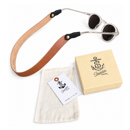 Monogrammed Leather Sunglass Strap (Waxed Classic Style)