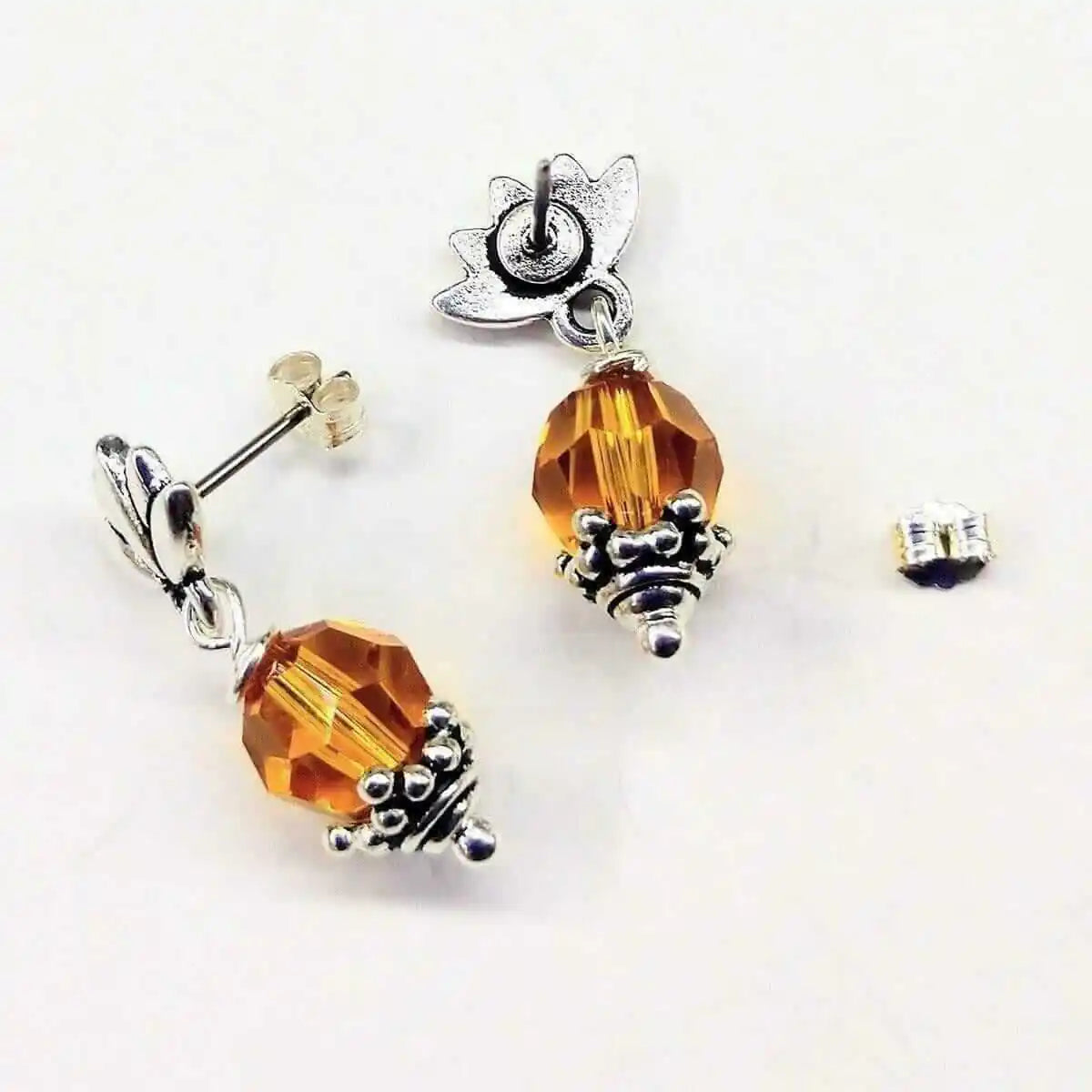Silver Crystal Pineapple Steel Studded Earrings
