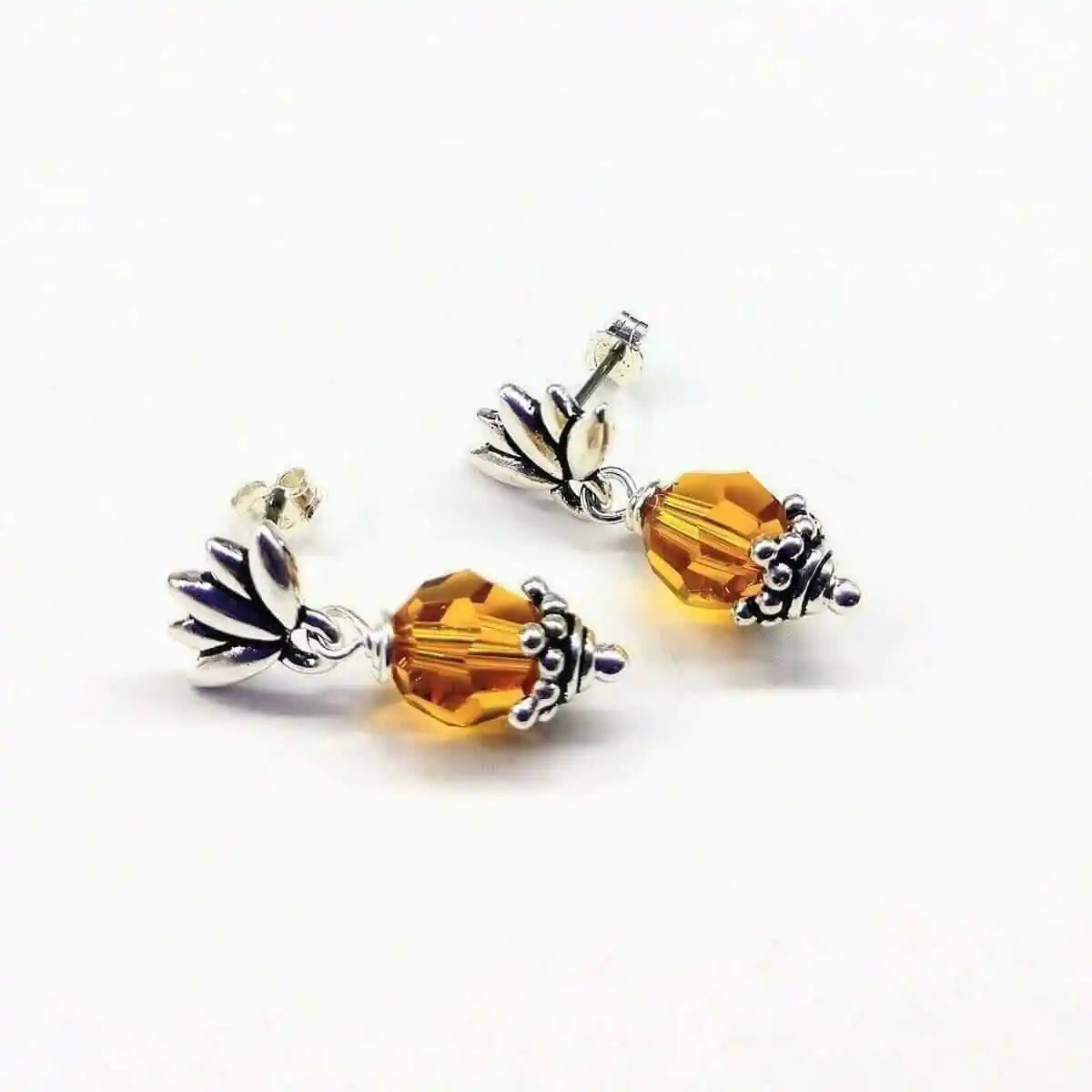 Silver Crystal Pineapple Steel Studded Earrings