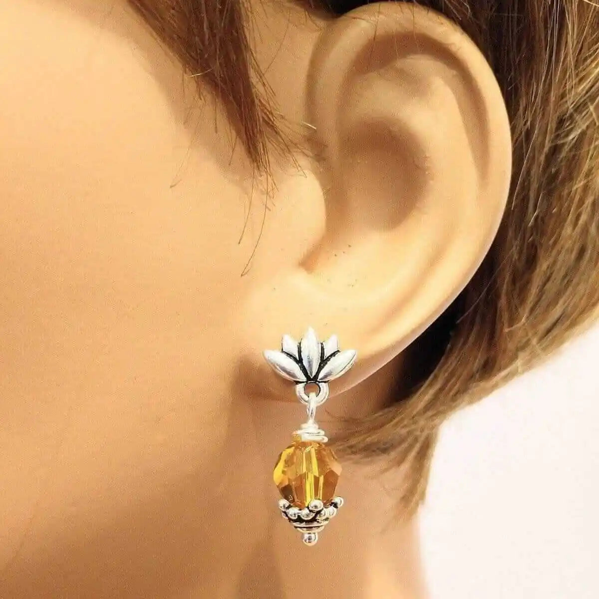Silver Crystal Pineapple Steel Studded Earrings