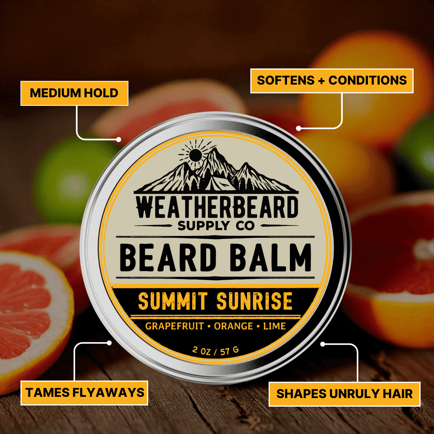 Summit Sunrise Beard Balm - Grapefruit, Orange, Lime