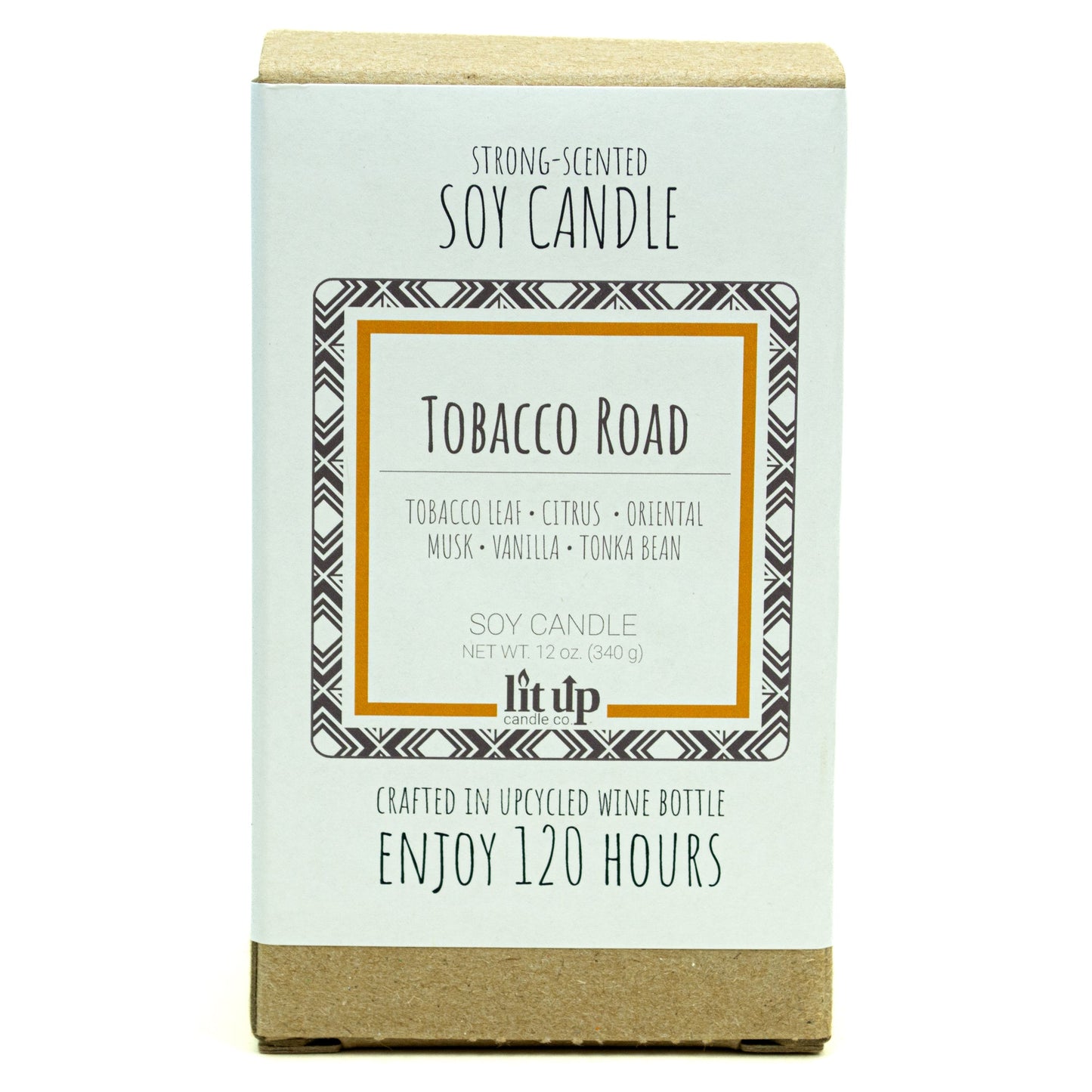 Tobacco Road 12 oz. soy candle in upcycled wine bottle | Tobacco, Caramel