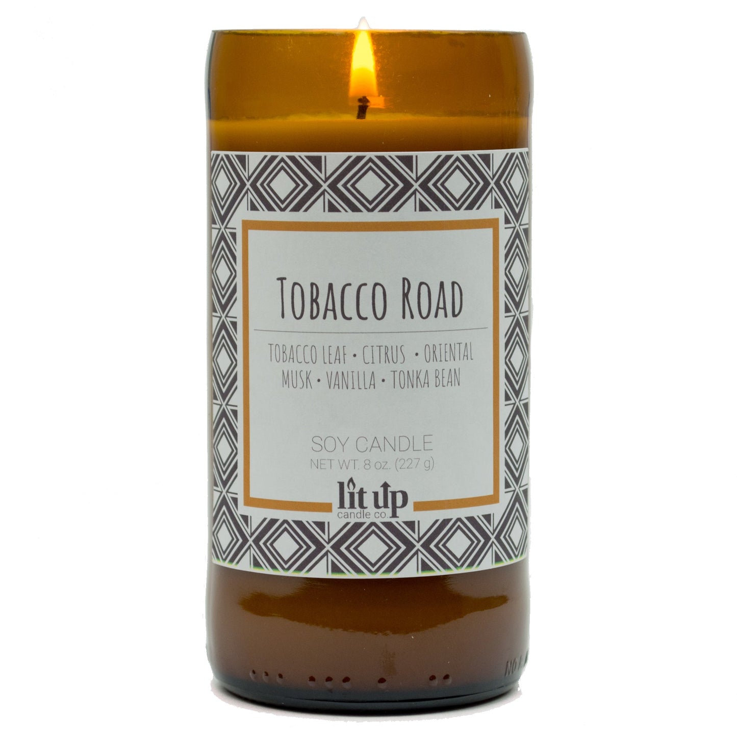 Tobacco Road 8 oz. soy candle in upcycled beer bottle | Tobacco, Caramel