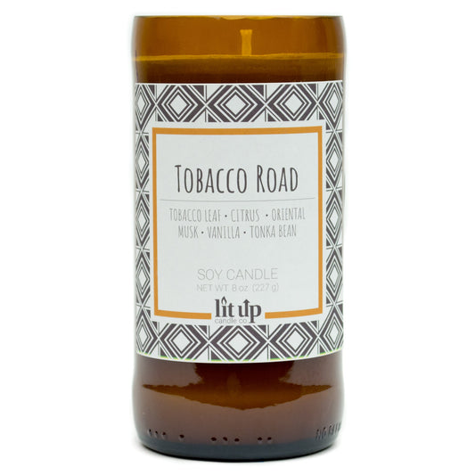 Tobacco Road 8 oz. soy candle in upcycled beer bottle | Tobacco, Caramel