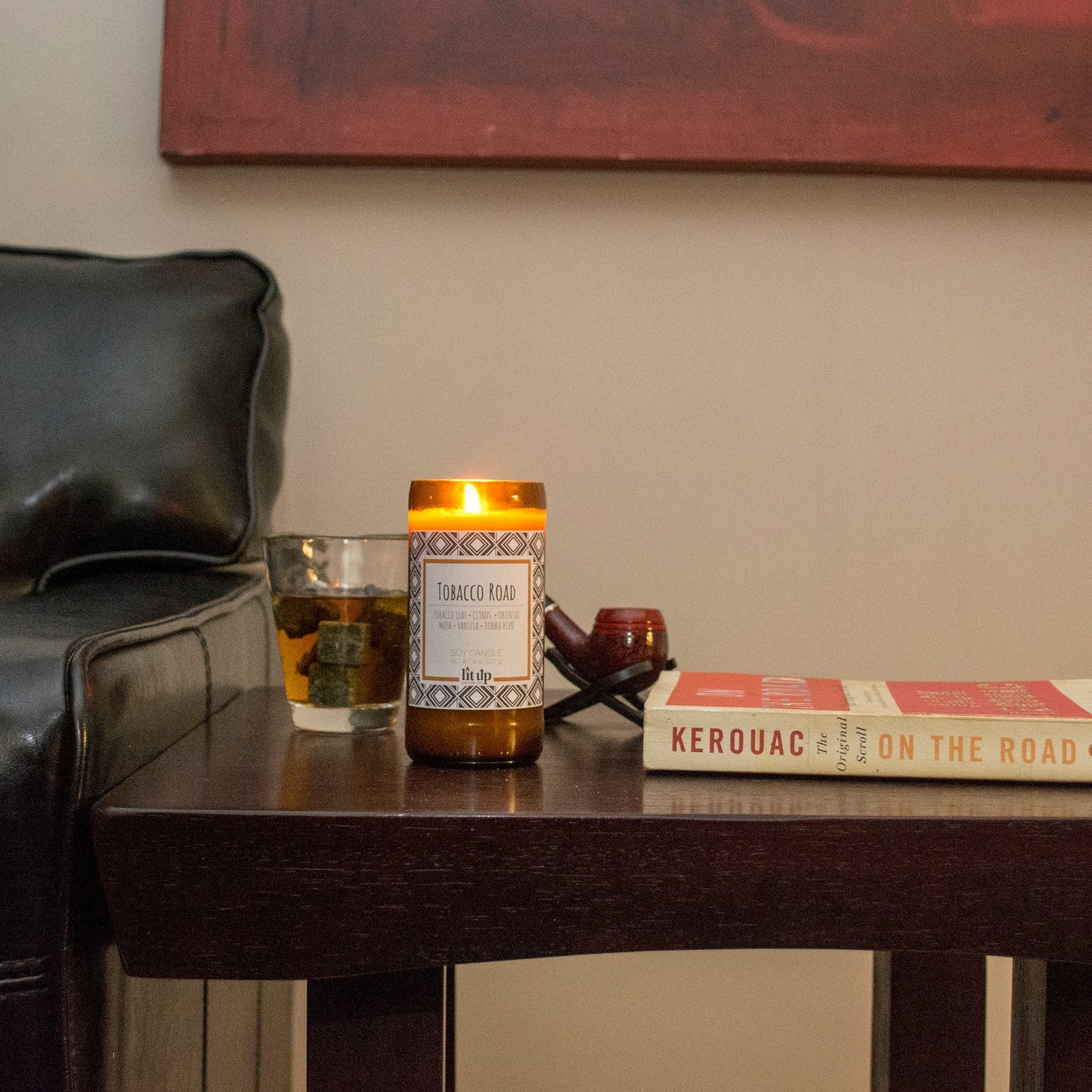Tobacco Road 8 oz. soy candle in upcycled beer bottle | Tobacco, Caramel