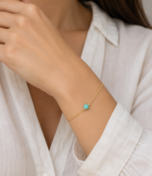 Turquoise Gemstone Bracelet with Swarovski Clasp