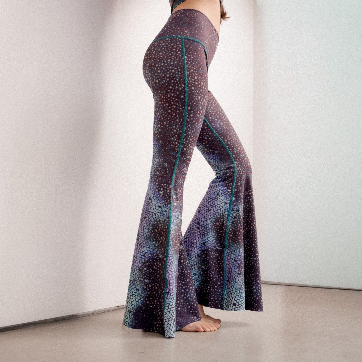 Mermaid Fairy Queen Teal Crop Bell Bottom