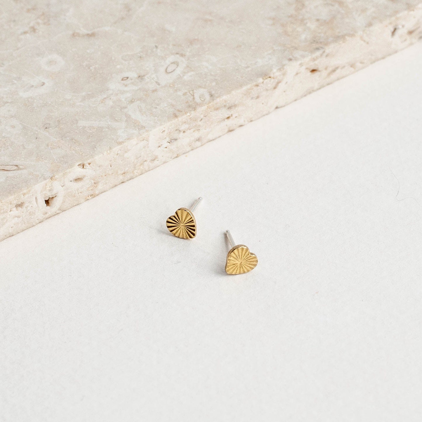 Tiny Starburst Heart Stud Earrings