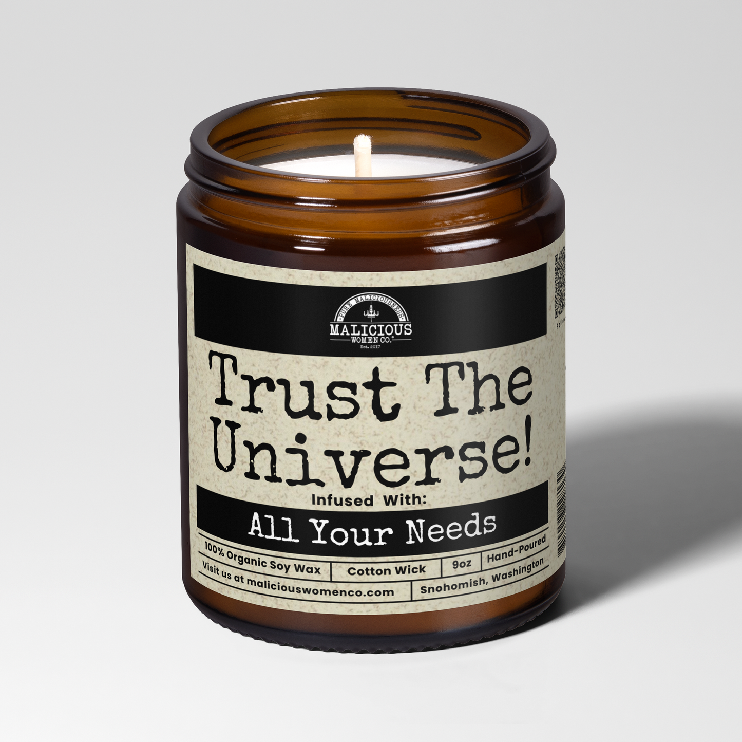 Trust The Universe! | Scent: Cedar & Suede | 9oz Witch Candle | Malicious Women Co