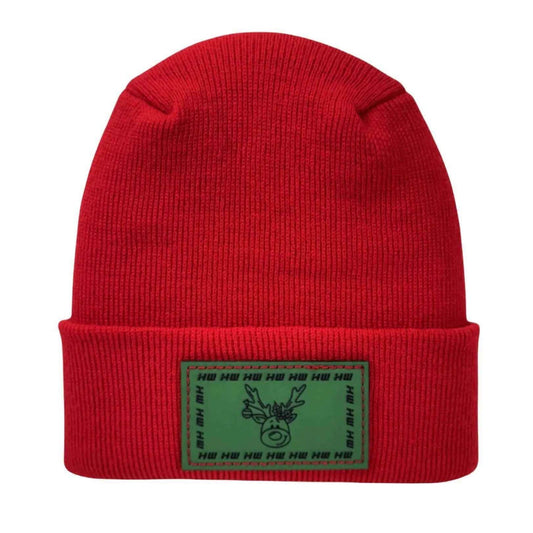 Haakwear H Stitch Beanie, Reindeer Christmas Red Beanie