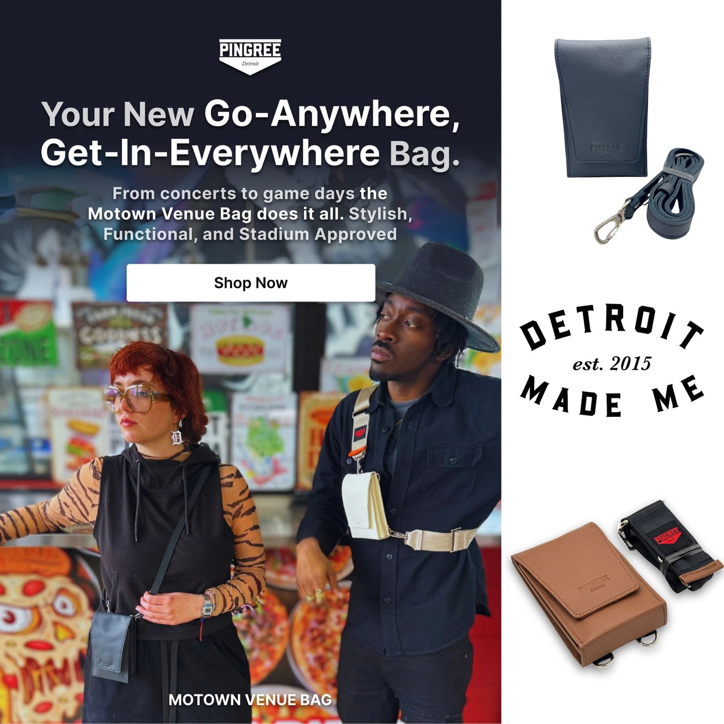 Motown Venue Bag - Leather Strap (Made To Order)